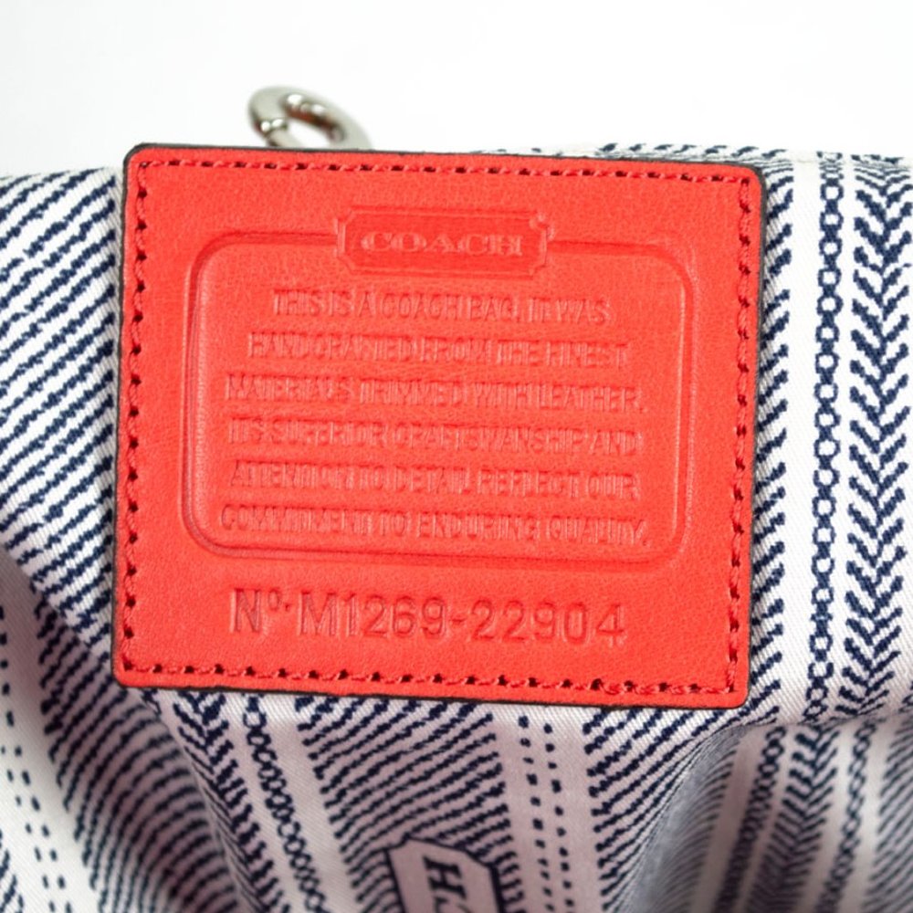 Coach Straw Natural & Tangerine Leather Shopper Pocket Tote Bag - Picture 10 of 15